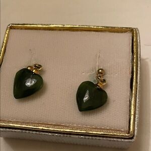 Elegant Heart-Shaped Green Earrings